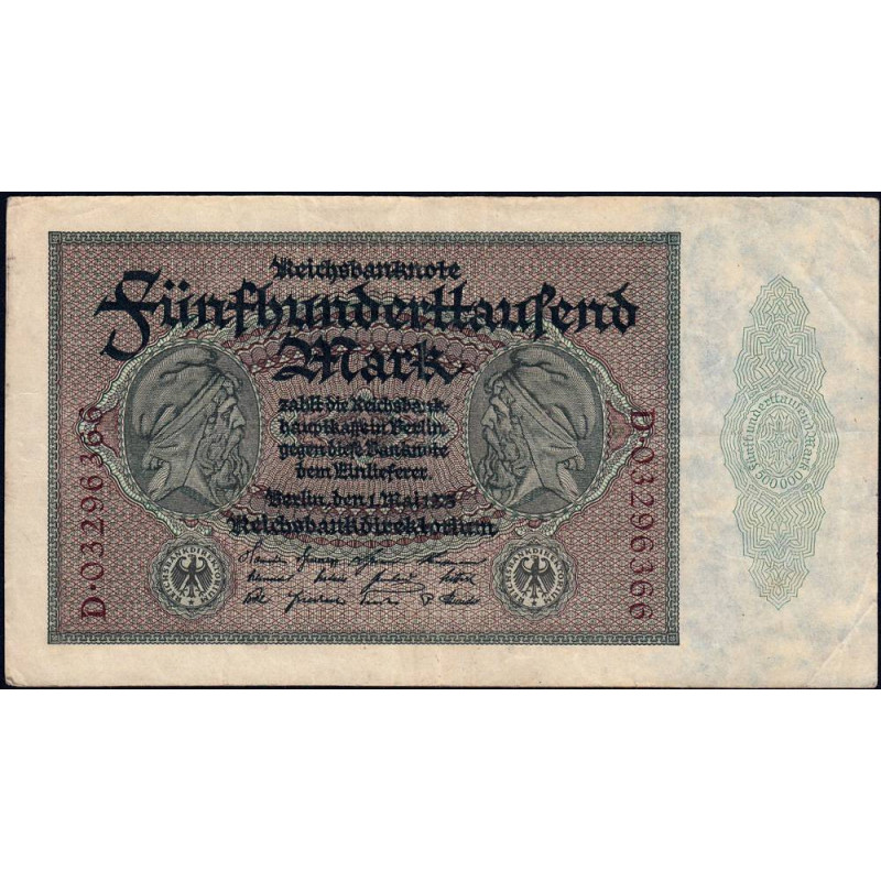 Allemagne - Pick 88a - 500'000 mark - 01/05/1923 - Série D - Etat : TTB-