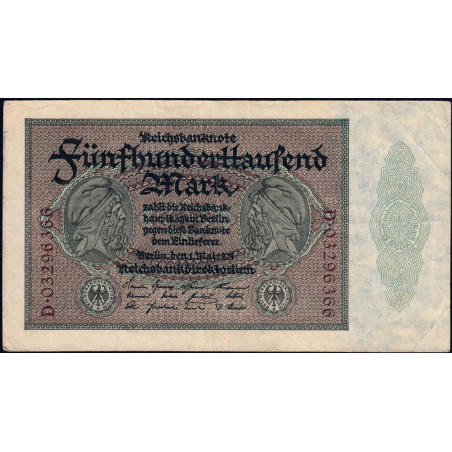 Allemagne - Pick 88a - 500'000 mark - 01/05/1923 - Série D - Etat : TTB-