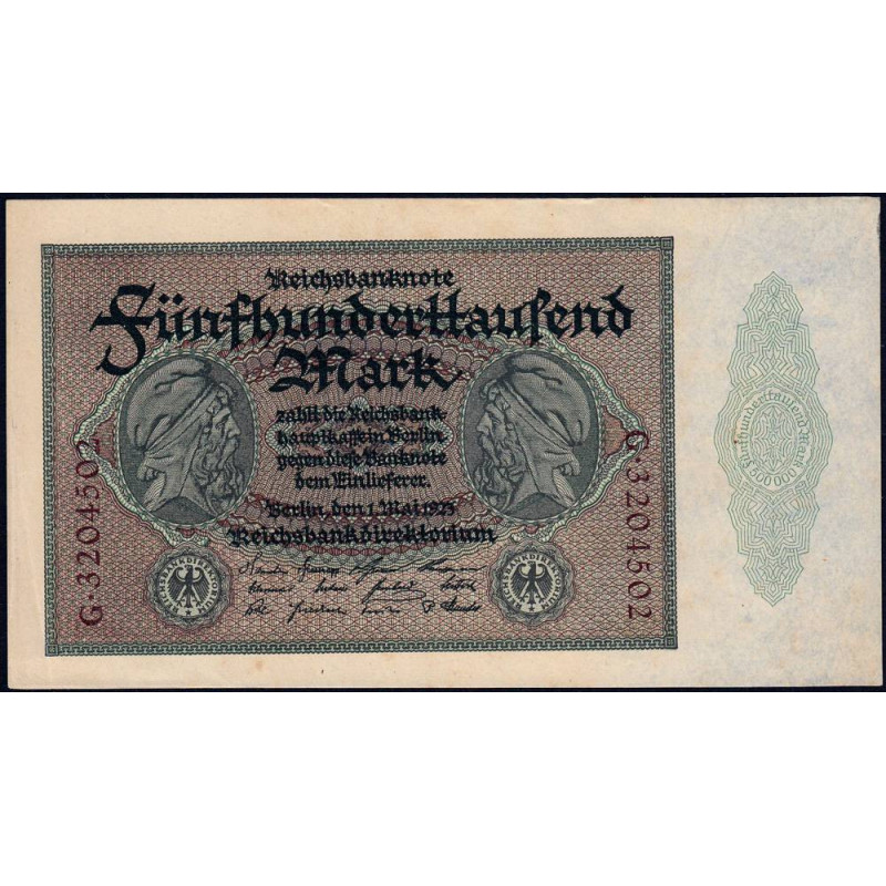 Allemagne - Pick 88b_2 - 500'000 mark - 01/05/1923 - Série G - Etat : SPL