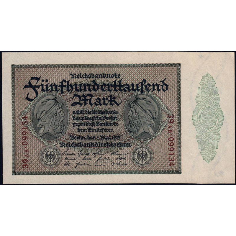 Allemagne - Pick 88b_3 - 500'000 mark - 01/05/1923 - Série 39 AB - Etat : SPL