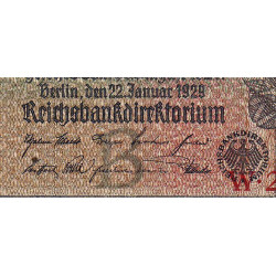 Allemagne - Pick 181a - 20 reichsmark - 22/01/1929 - Lettre B - Série W - Etat : TTB-