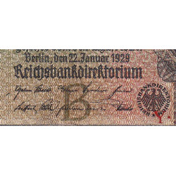 Allemagne - Pick 181a - 20 reichsmark - 22/01/1929 - Lettre B - Série Y - Etat : TB