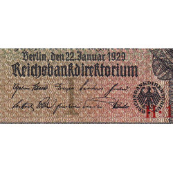 Allemagne - Pick 181a - 20 reichsmark - 22/01/1929 - Lettre I - Série H - Etat : TB-