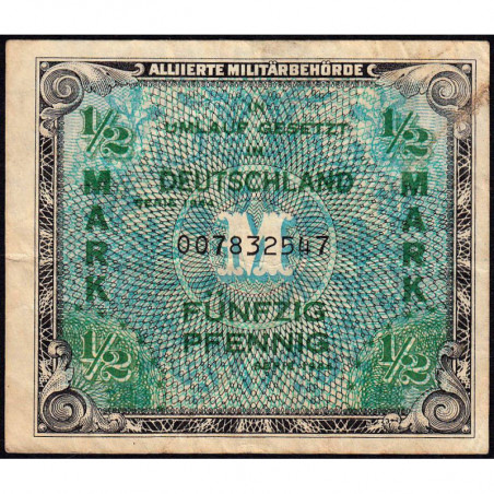 Allemagne - Occupation alliée - Pick 191a - 1/2 mark - 1944 - Etat : TB