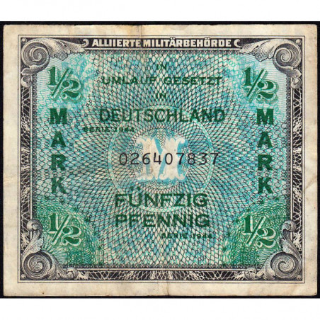 Allemagne - Occupation alliée - Pick 191a - 1/2 mark - 1944 - Etat : TB