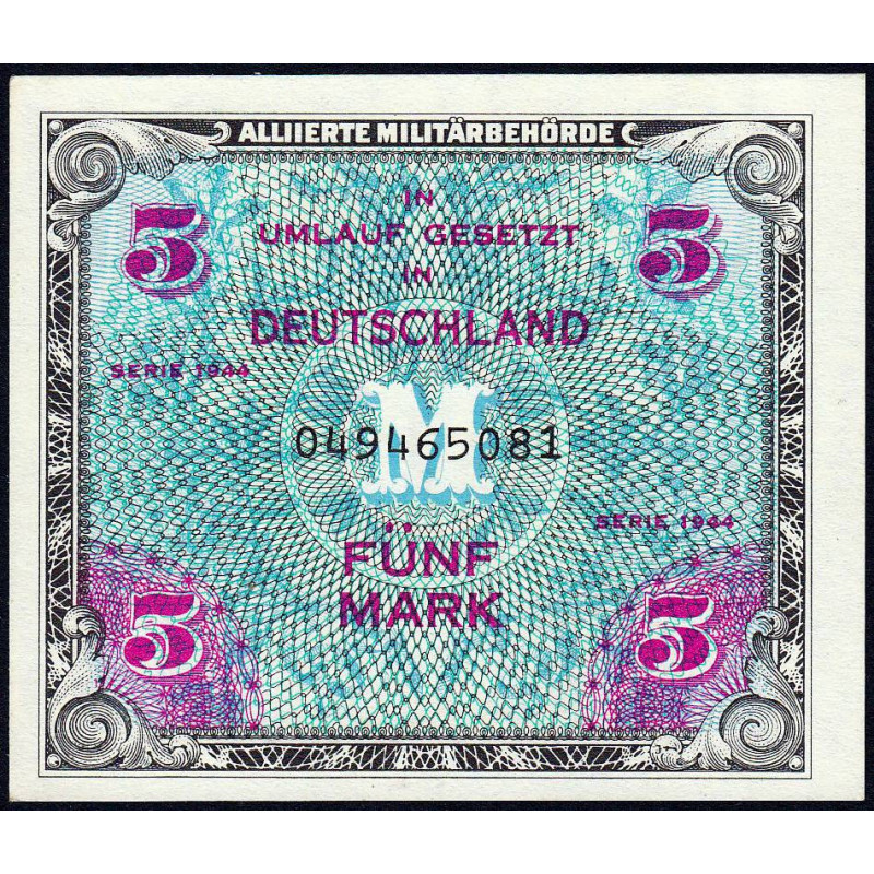 Allemagne - Occupation alliée - Pick 193a - 5 mark - 1944 - Etat : NEUF