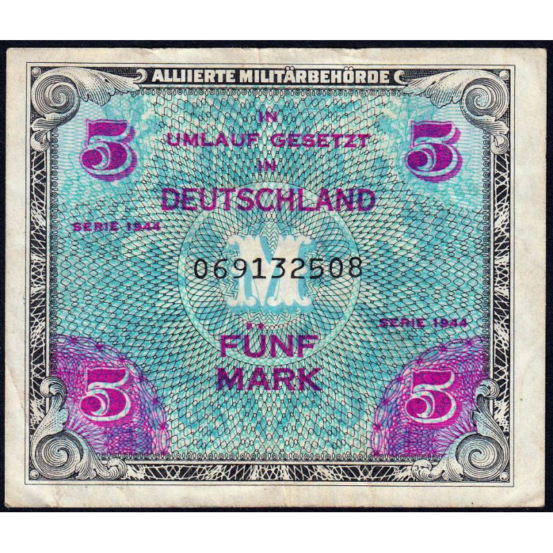 Allemagne - Occupation alliée - Pick 193a - 5 mark - 1944 - Etat : TTB