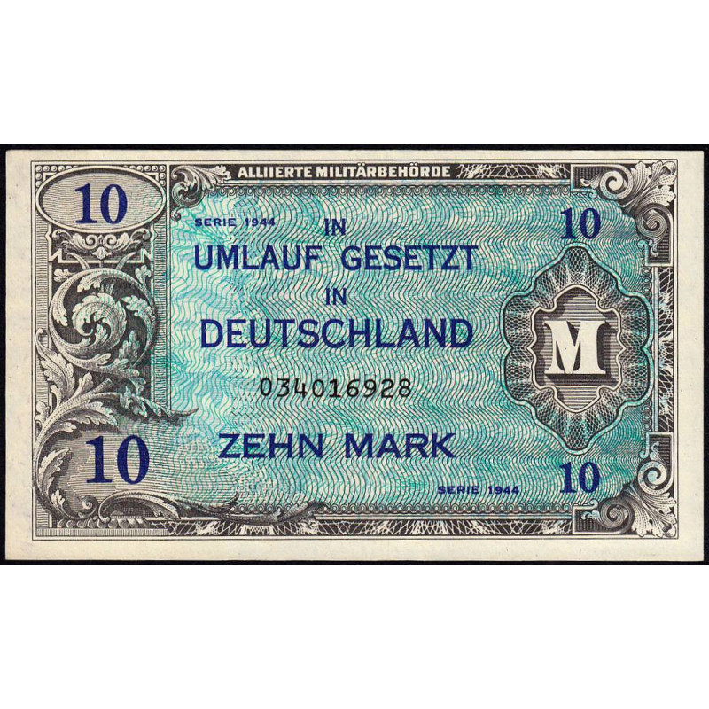 Allemagne - Occupation alliée - Pick 194a - 10 mark - 1944 - Etat : SUP+