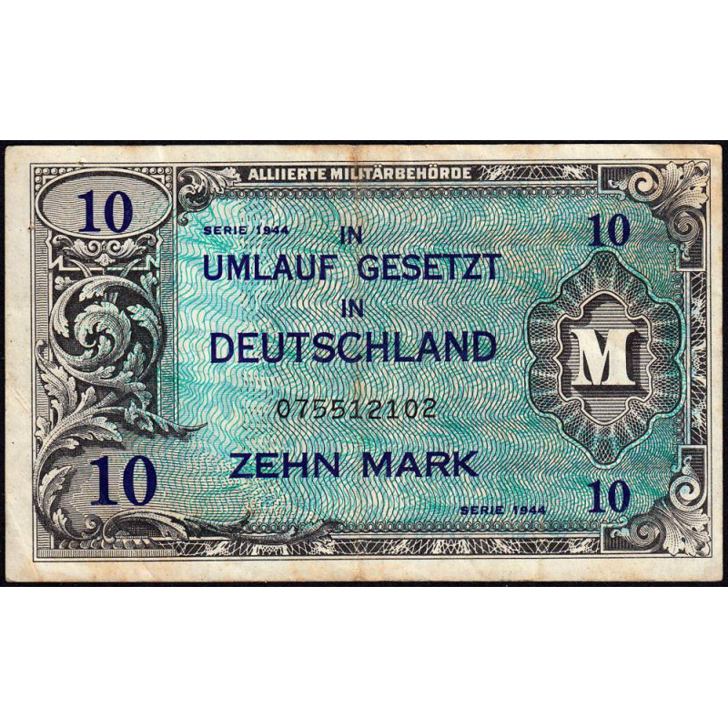 Allemagne - Occupation alliée - Pick 194a - 10 mark - 1944 - Etat : TTB-