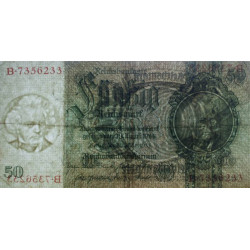 Allemagne - Pick 182a_1 - 50 reichsmark - 30/03/1933 - Lettre M - Série B - Etat : TTB