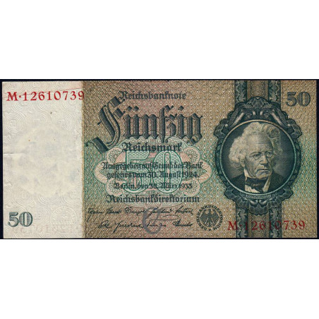 Allemagne - Pick 182a_2 - 50 reichsmark - 30/03/1933 - Lettre C - Série M - Etat : TTB