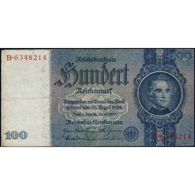 Allemagne - Pick 183a - 100 reichsmark - 24/06/1935 - Lettre C - Série B - Etat : TB+