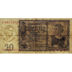 Allemagne - Pick 185 - 20 reichsmark - 16/06/1939 - Lettre W - Série C - Etat : TTB