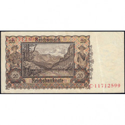 Allemagne - Pick 185 - 20 reichsmark - 16/06/1939 - Lettre W - Série C - Etat : TTB+