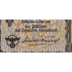 Allemagne - Pick 185 - 20 reichsmark - 16/06/1939 - Lettre W - Série N - Etat : SUP