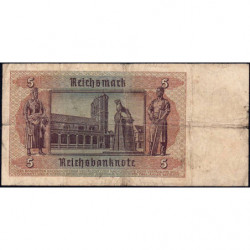 Allemagne - Pick 186a_2 - 5 reichsmark - 01/08/1942 - Lettre P - Série D - Etat : TB