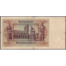 Allemagne - Pick 186a_2 - 5 reichsmark - 01/08/1942 - Lettre P - Série R - Etat : TB