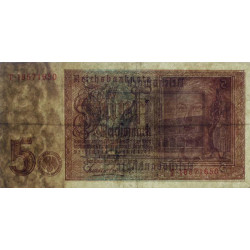 Allemagne - Pick 186a_2 - 5 reichsmark - 01/08/1942 - Lettre P - Série T - Etat : TTB