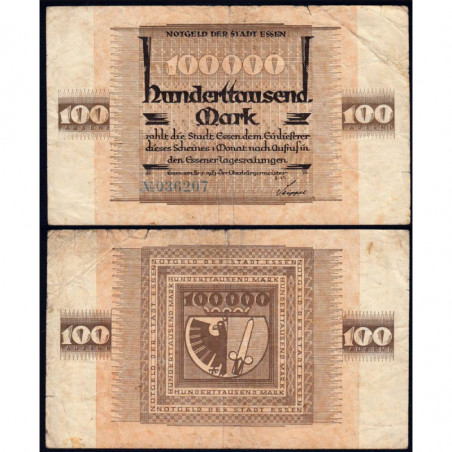 Allemagne - Notgeld - Essen - 100000 mark - 20/07/1923 - Etat : TB