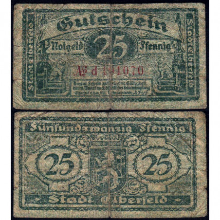 Allemagne - Notgeld - Elberfeld (Wuppertal) - 25 pfennig - Série d - 115/11/919 - Etat : B