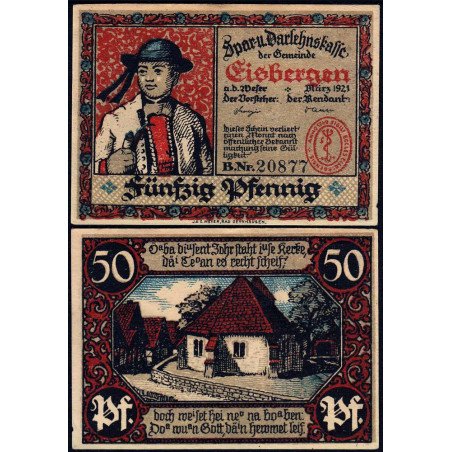 Allemagne - Notgeld - Eisbergen - 50 pfennig - Série B - 03/1921 - Etat : SPL+