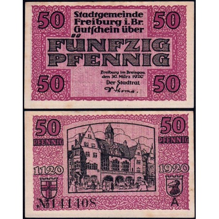 Allemagne - Notgeld - Freiburg - 50 pfennig - Série A - 30/03/1920 - Etat : SPL