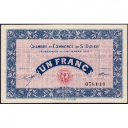 Saint-Dizier - Pirot 113-6 - 1 franc - 11/11/1915 - Etat : SUP+