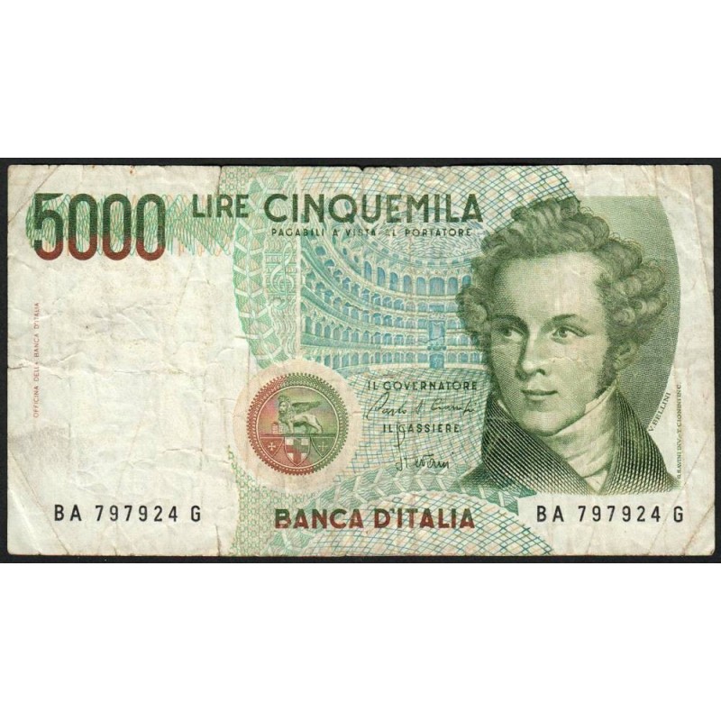 Italie - Pick 111a - 5'000 lire - Lettre A - 04/01/1985 - Etat : TB-