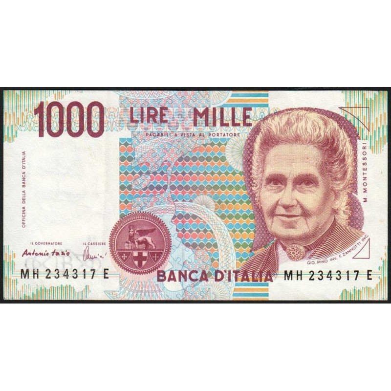 Italie - Pick 114c - 1'000 lire - Lettre H - 03/10/1990 (19/08/1998) - Etat : SUP