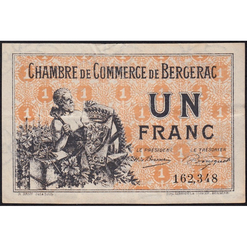 Bergerac - Pirot 24-40 - 1 franc - 10/09/1921 - Etat : TTB