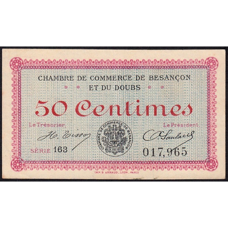 Besançon (Doubs) - Pirot 25-19 - 50 centimes - Série 163 - Sans date (1920) - Etat : TTB+