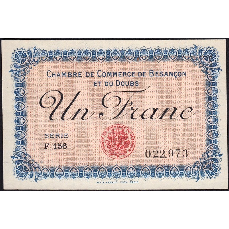 Besançon (Doubs) - Pirot 25-20 - 1 franc - Série F 156 - Sans date (1920) - Etat : pr.NEUF