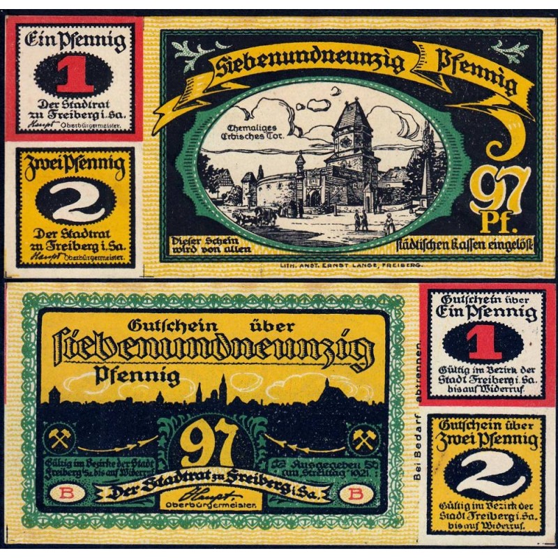 Allemagne - Notgeld - Freiberg - 100 pfennig - Série B - 1921 - Etat : SPL