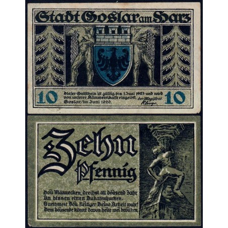 Allemagne - Notgeld - Goslar - 10 pfennig - 06/1920 - Etat : SUP