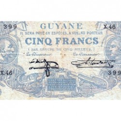 Guyane Française - Pick 1i - 5 francs - Série X.46 - 1944 - Etat : TB