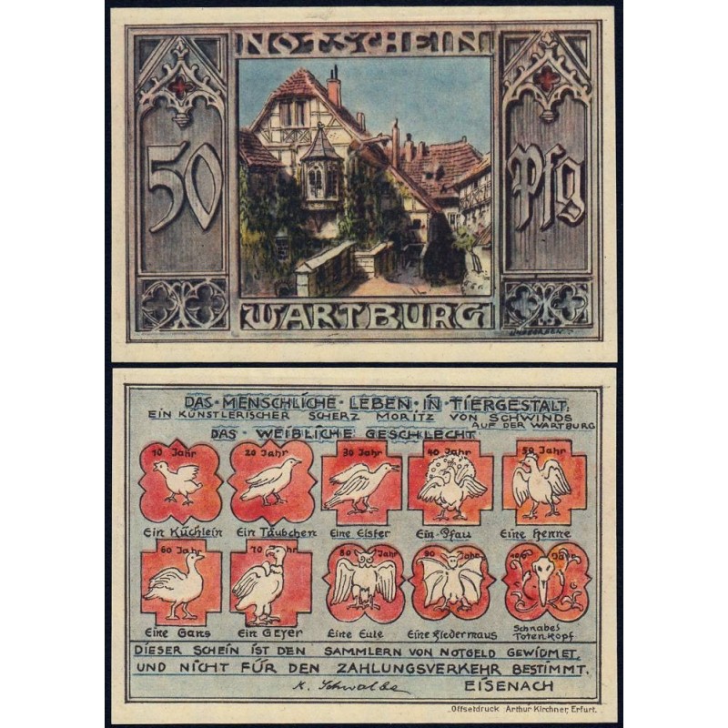 Allemagne - Notgeld - Eisenach (Wartburg) - 50 pfennig - Type 1 - 1921 - Etat : NEUF