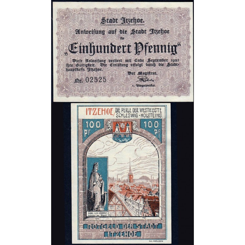 Allemagne - Notgeld - Itzehoe - 100 pfennig - 1921 - Etat : SPL+