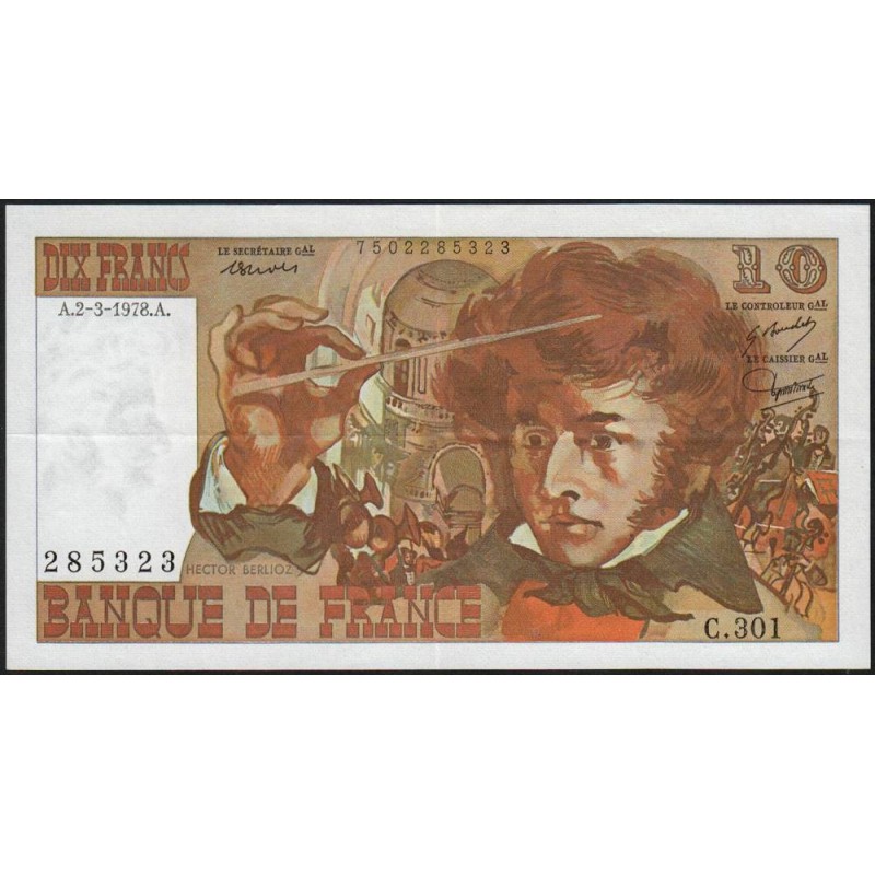 F 63-23 - 02/03/1978 - 10 francs - Berlioz - Série C.301 - Etat : SUP