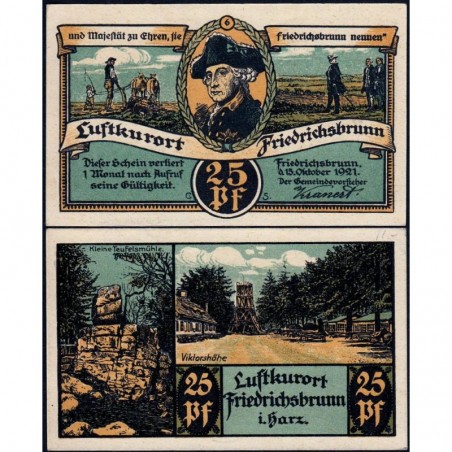 Allemagne - Notgeld - Friedrichsbrunn - 25 pfennig - Série C - 15/10/1921 - Etat : NEUF