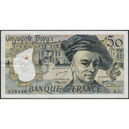 F 67-03 - 1978 - 50 francs - Quentin de la Tour - Série B.11 - Etat : TTB-