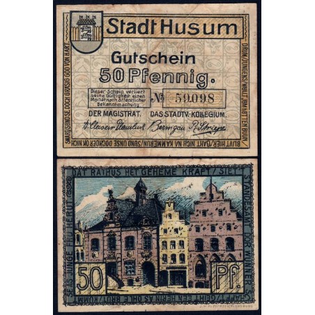 Allemagne - Notgeld - Husum - 50 pfennig - 1920 - Etat : TB