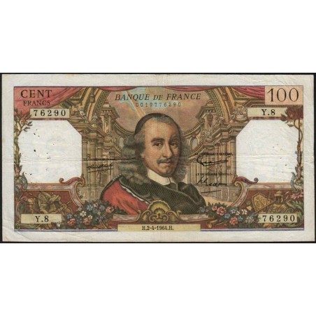 F 65-01 - 02/04/1964 - 100 francs - Corneille - Série Y.8 - Etat : TB+