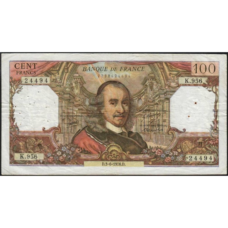 F 65-53 - 03/06/1976 - 100 francs - Corneille - Série K.956 - Etat : TB