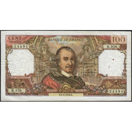 F 65-53 - 03/06/1976 - 100 francs - Corneille - Série K.956 - Etat : TB