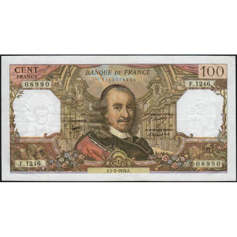 F 65-65 - 01/02/1979- 100 francs - Corneille - Série F.1246 - Etat : TTB