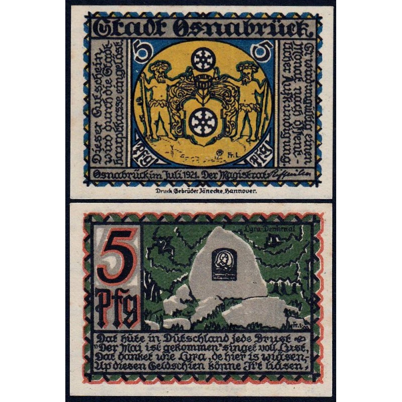 Allemagne - Notgeld - Osnabrück - 5 pfennig - 07/1921 - Etat : SPL