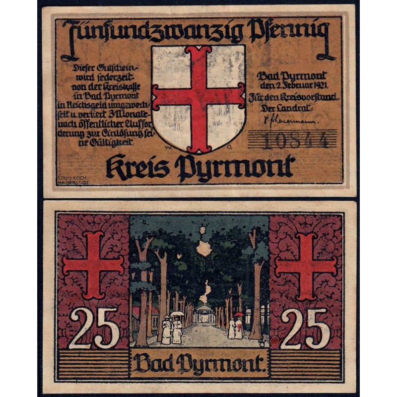 Allemagne - Notgeld - Pyrmont (Bad-Pyrmont) - 25 pfennig - 02/02/1921 - Etat : TTB+