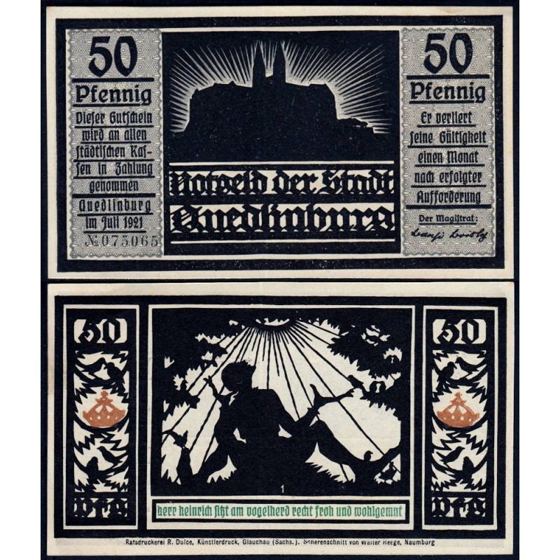 Allemagne - Notgeld - Qedlinburg - 50 pfennig - 07/1921 - Etat : pr.NEUF