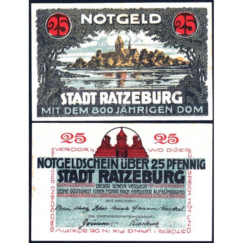 Allemagne - Notgeld - Ratzeburg - 25 pfennig - 1921 - Etat : SUP+