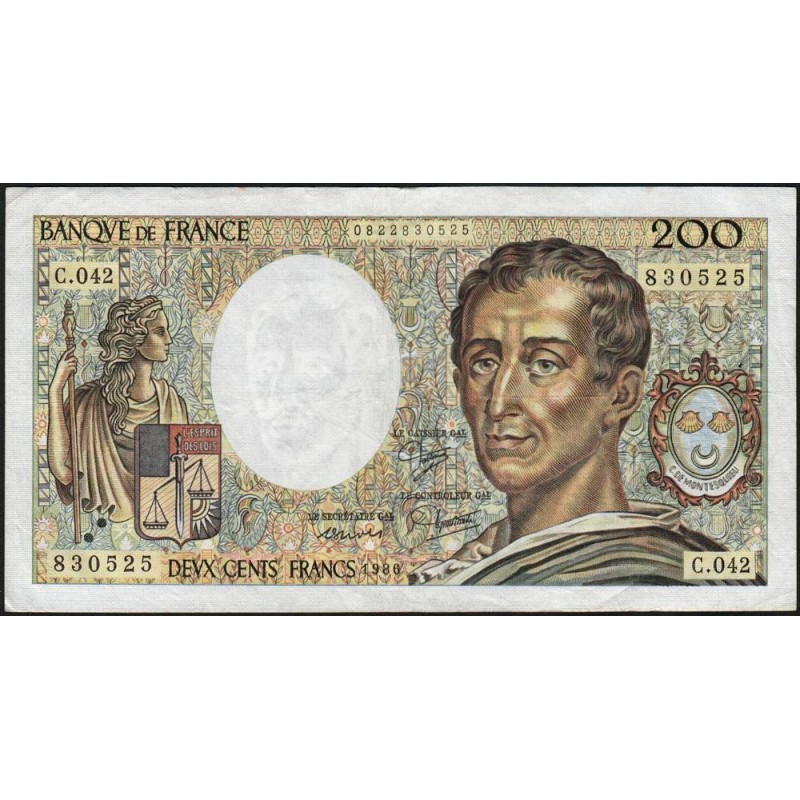 F 70-06 - 1986 - 200 francs - Montesquieu - Série C.042 - Etat : TTB-